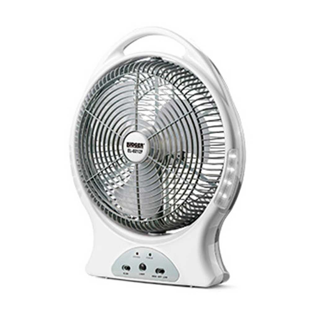 LUDGER POWER 12" RECHARGEABLE FAN BRIGHT LED LIGHT2-SPEED FAN EL-8212F