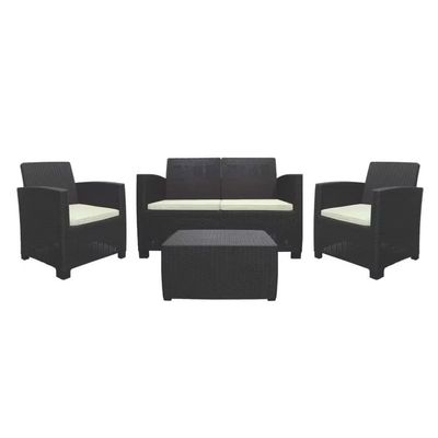 SANCHIA – Resin Outdoor Patio Lounge Set Double Seater  Espresso - Beige