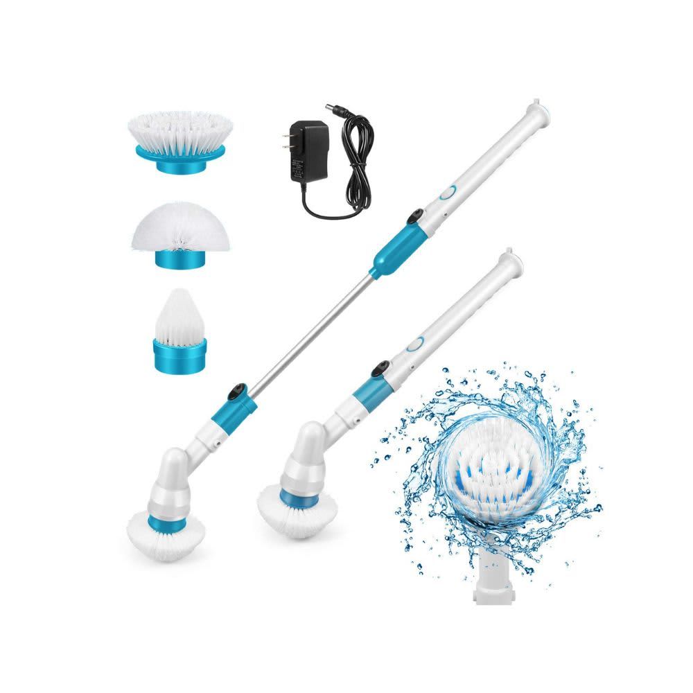 Spin Scrubber, 360 Cordless Tub and Tile Scrubber, Multi-Purpose Power Surface Cleaner with 3 Replaceable Cleaning Scrubber Brush Heads, 1 Extension Arm and Adapter B07PF82YN8