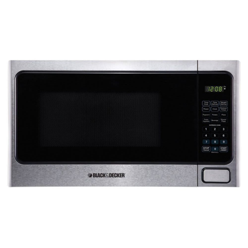 BLACK+DECKER - 1.1 Cu. Ft. 1000W Microwave Oven - Stainless Steel