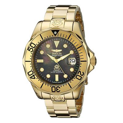 INVICTA – Pro Diver Men's Watch – Black Mother of Pearl Dial / Gold Tone Bracelet