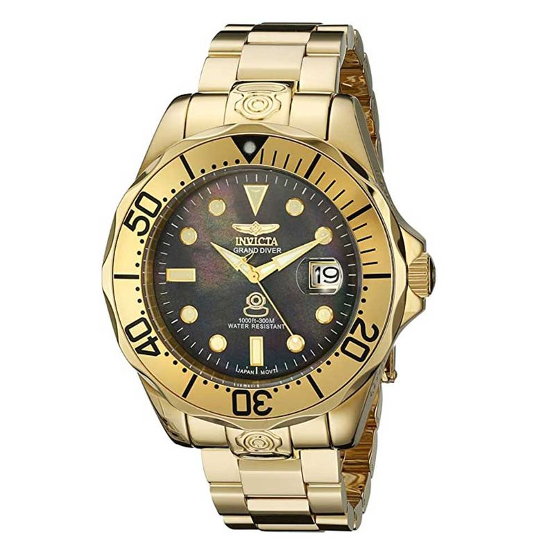 INVICTA – Pro Diver Men's Watch – Black Mother of Pearl Dial / Gold Tone Bracelet