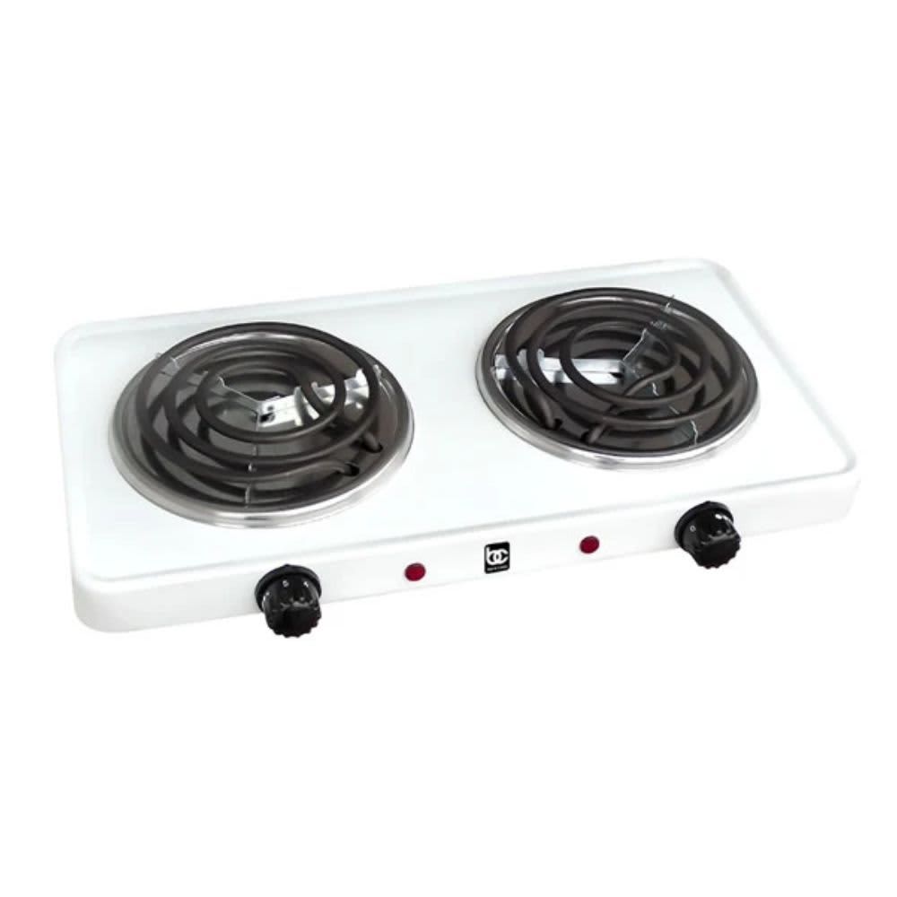 BENE CASA – 1,000 W Stainless Steel Double Electric Burner – White