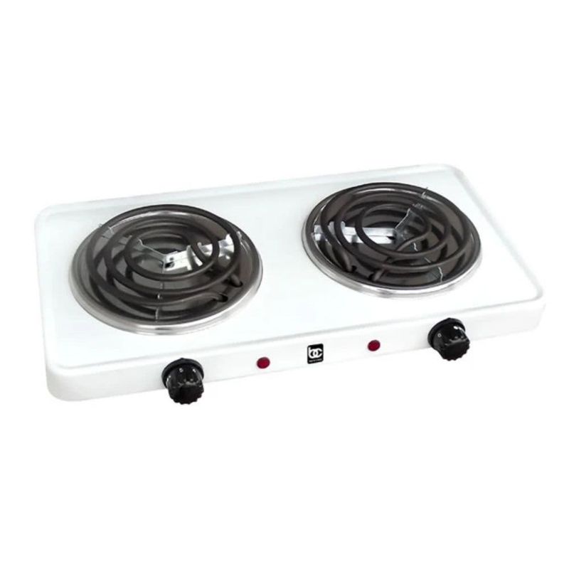 BENE CASA – 1,000 W Stainless Steel Double Electric Burner – White