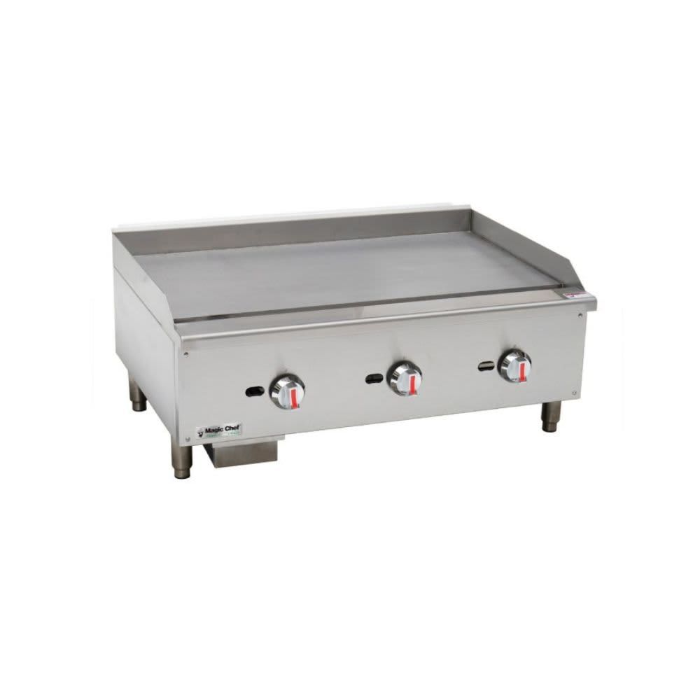 MAGIC CHEF – 36 in Commercial Thermostatic Countertop Gas Griddle – Stainless Steel