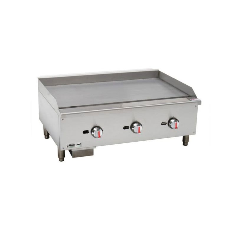 MAGIC CHEF – 36 in Commercial Thermostatic Countertop Gas Griddle – Stainless Steel