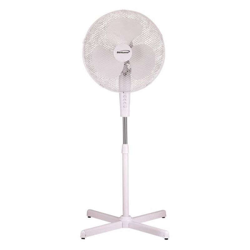 BRENTWOOD – 16″ Oscillating Stand Fan 3‑Speed – White BRENTWOOD – 16″ Oscillating Stand Fan 3‑Speed – White