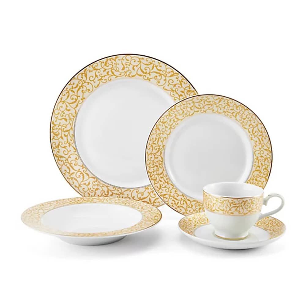 MIKASA – Parchment Gold 42-Piece Dinnerware Set – Service for 8