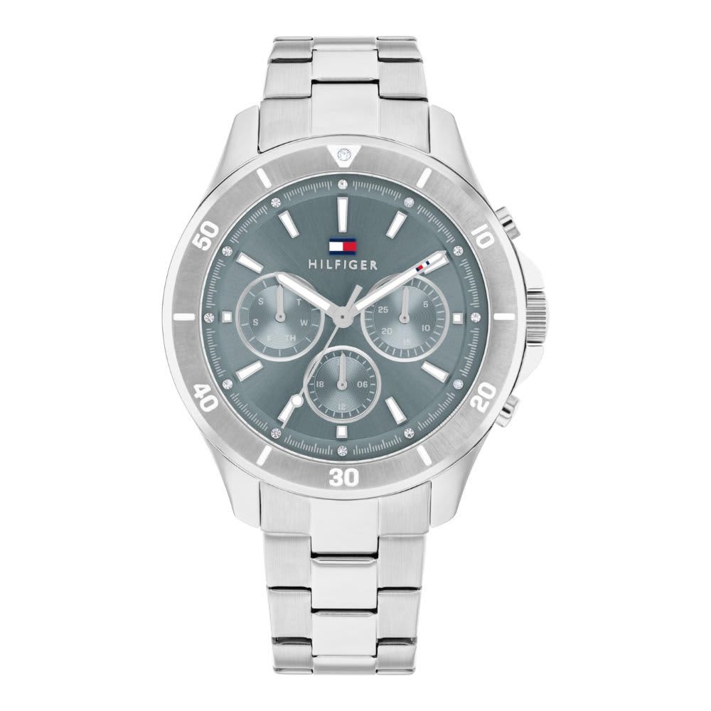 TOMMY HILFIGER – Multifunction Watch for Women – Sporty Boyfriend-Style Wristwatch – Silver