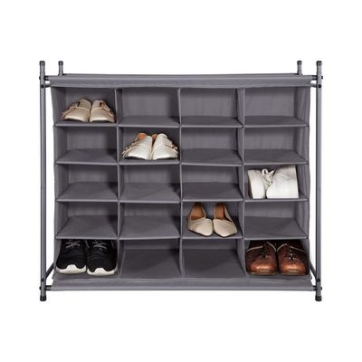 STORAGE MANIAC Stackable Shoe Cubby Organizer, 20-Cube Gray B087R84VFM
