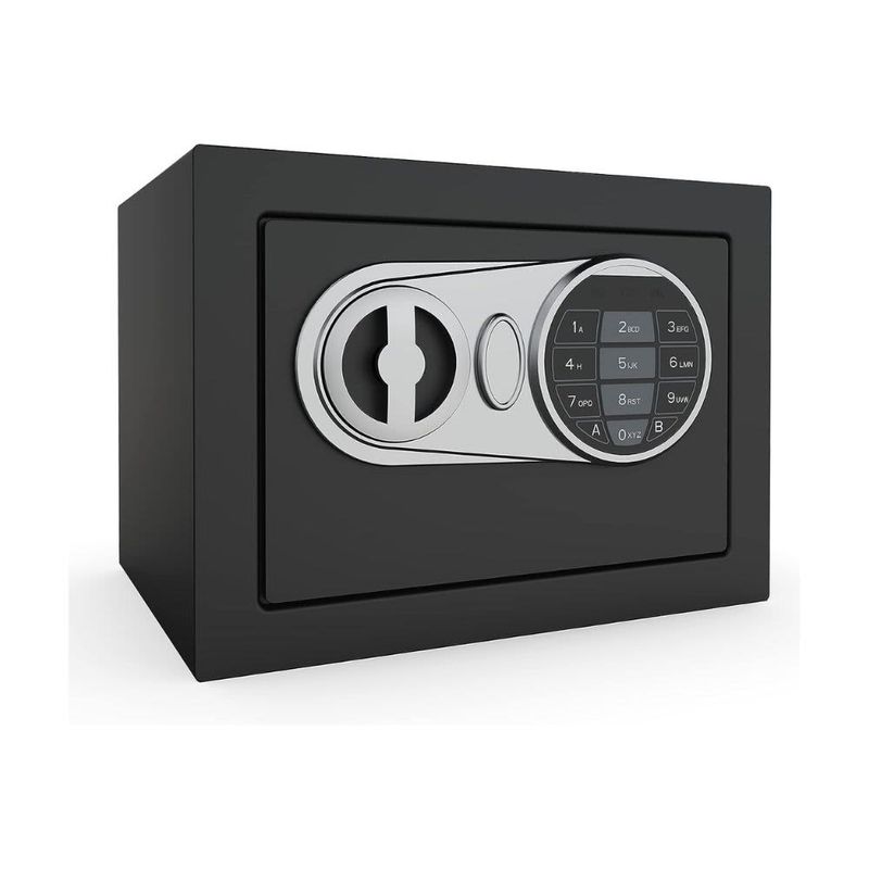 Safe and Lock Box Digital Electronic Security Keypad Mini Small Safes with Grey Safe Box 0.236 Cubic Feet B08JLDDYJY