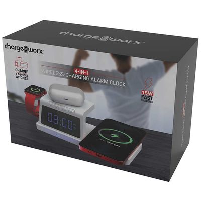 CHARGEWORX 4-in-1 Wireless-Charging Alarm Clock CHA-CX5278WH CHARGEWORX 4-in-1 Wireless-Charging Alarm Clock CHA-CX5278WH