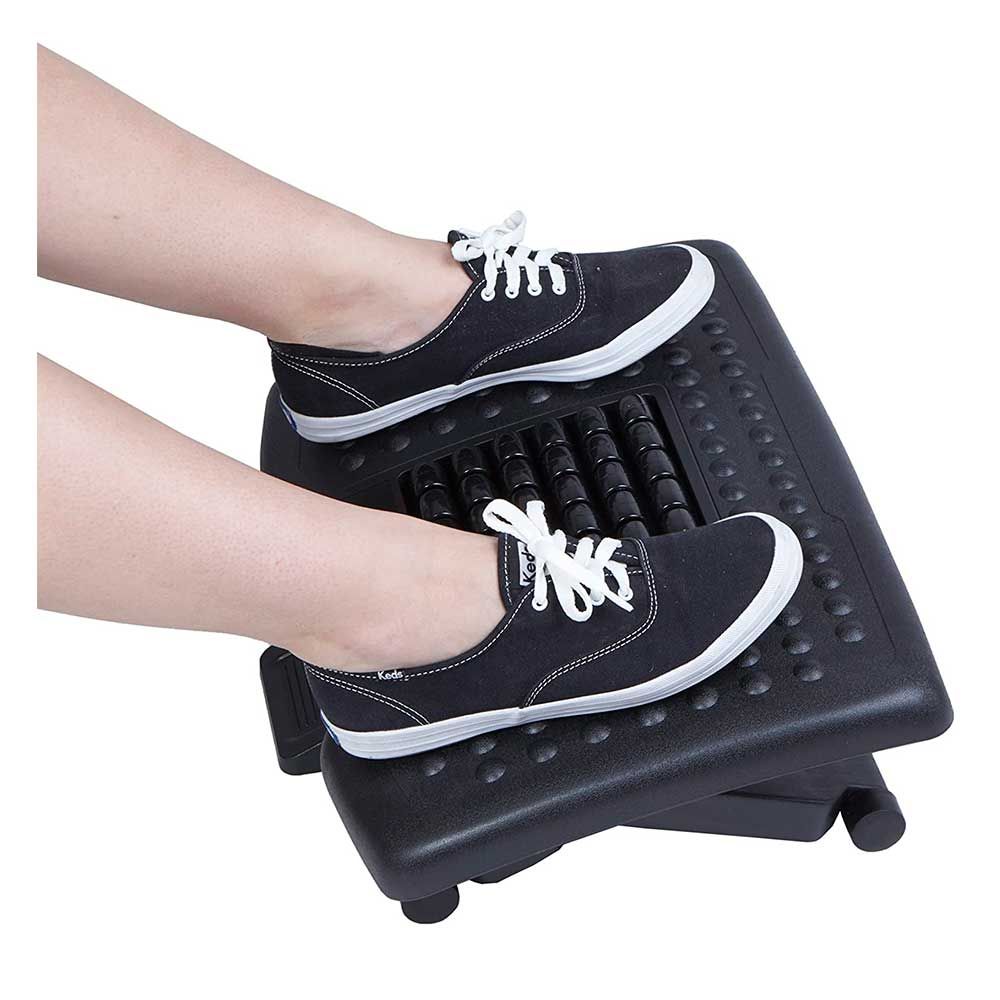 Ergonomic Footrest with Massaging Rollers