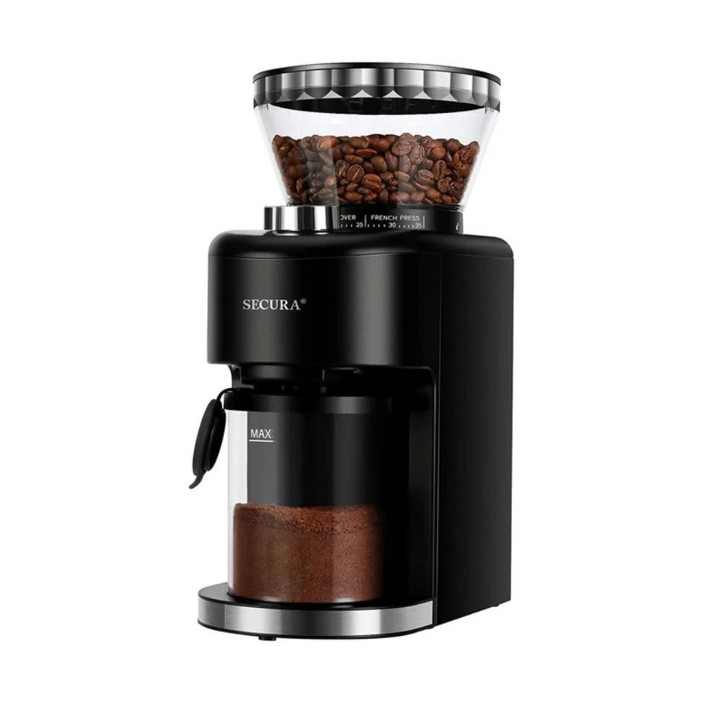 Secura Conical Burr Coffee Grinder, Adjustable Burr Mill with 35 Grind Settings, Electric Coffee Bean Grinder for 2-12 Cups, Black, Large B08SJVB2JT