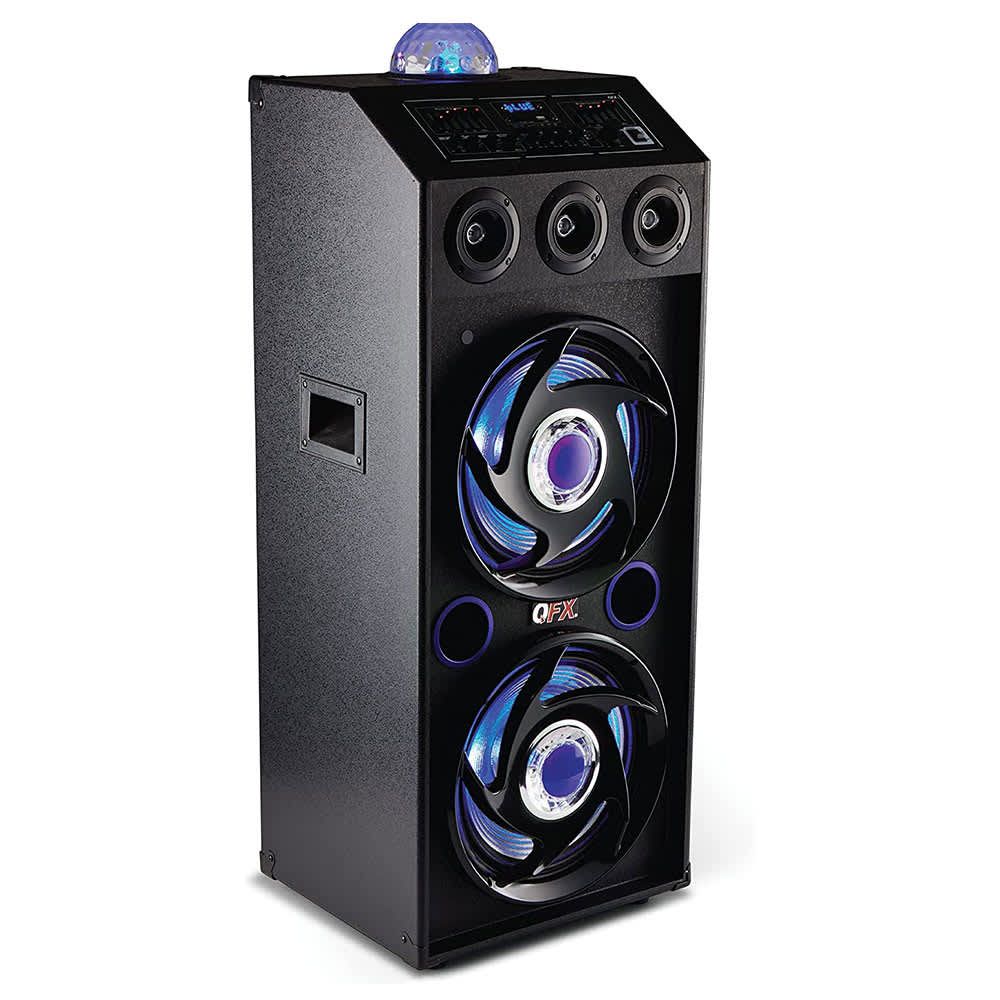 QFX 2x12inch Cabinet PA Speaker with BuiltIn Amplifier SBX-412207BT-BL