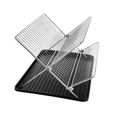 Gibson Home Fernsby 2 Tier 17 in. Folding Dish Rack Set in Black 135273.02