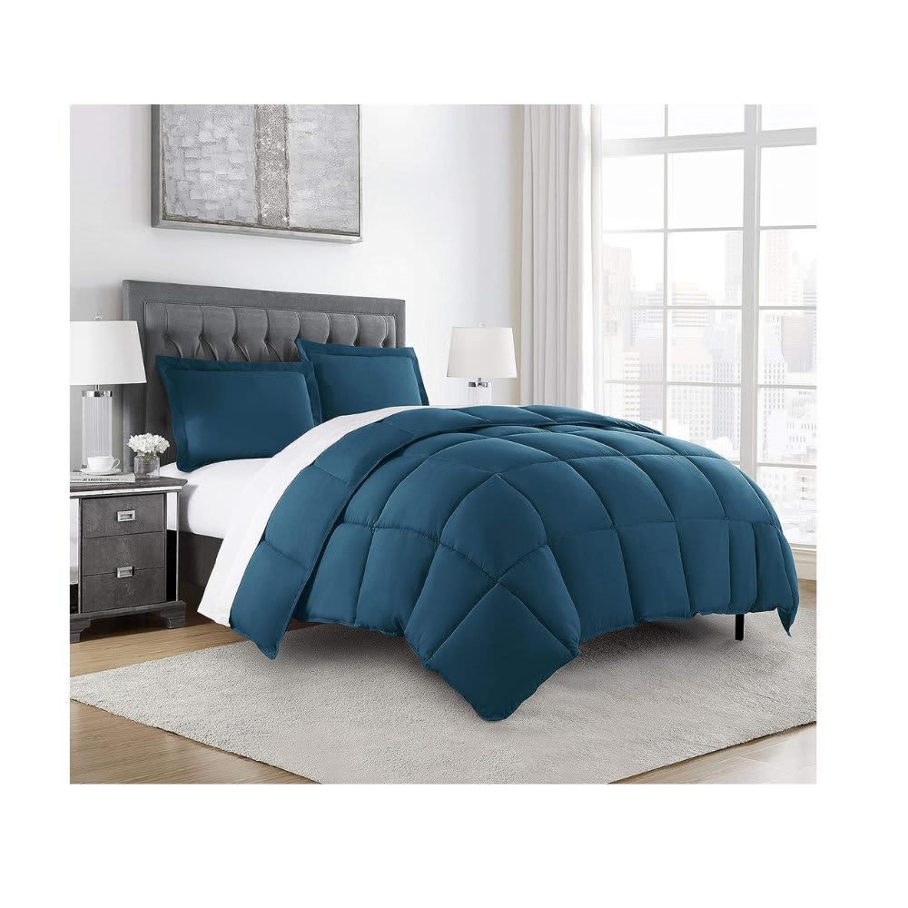 Chezmoi Collection 3-Piece Down Alternative Comforter Set - Lightweight All Seasons Luxurious Brushed Microfiber Comforter (Queen, Teal)   B0116871G0