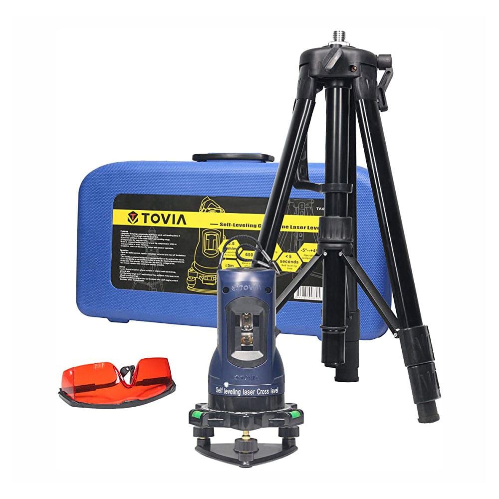Tovia 360 Degree Self Leveling Laser Transit Level Kit with Tripod Rotary Laser Level for Picture Hanging Laser Chalkline