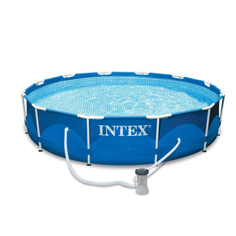 Intex 12' x 30" Metal Frame Set Above Ground Swimming Pool with Filter 28211EH