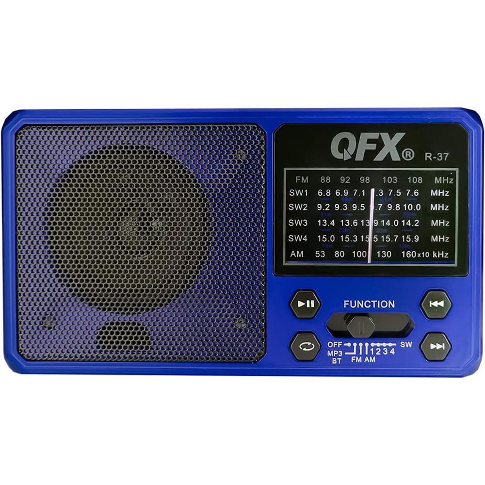 QFX – R-37-BLU – Rechargeable Solar 6-Band Radio with Bluetooth and Flashlight