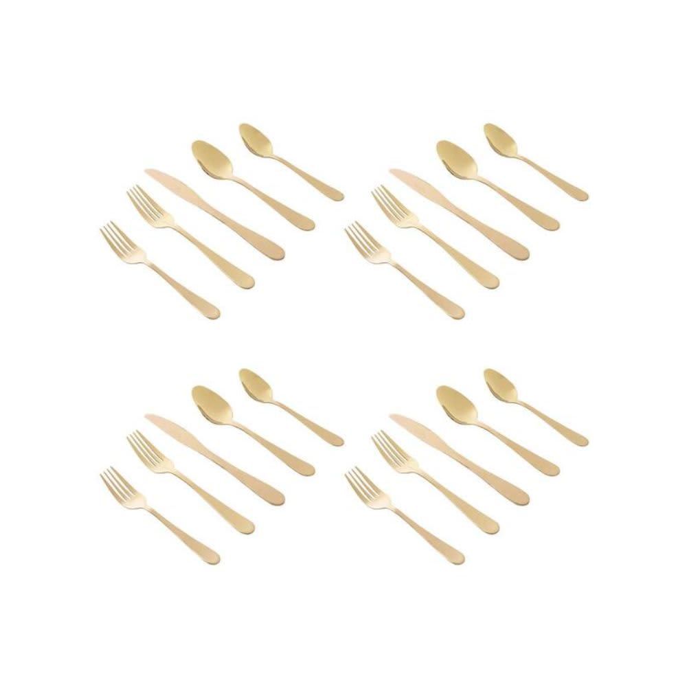 Gibson Home Stravida 20 Piece Flatware set in Gold Stainless Steel 137379.20