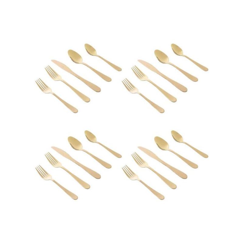 Gibson Home Stravida 20 Piece Flatware set in Gold Stainless Steel 137379.20