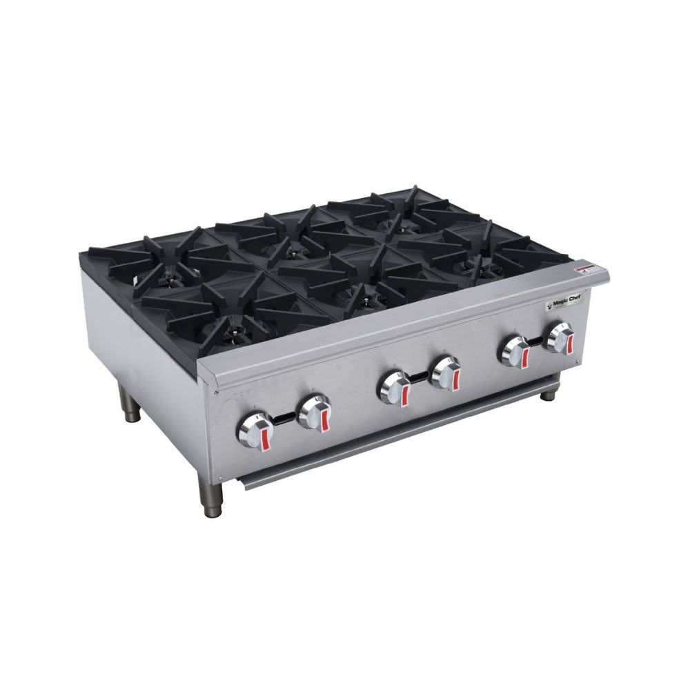 MAGIC CHEF – 36 in Commercial 6-Burner Countertop Gas Hotplate – Stainless Steel