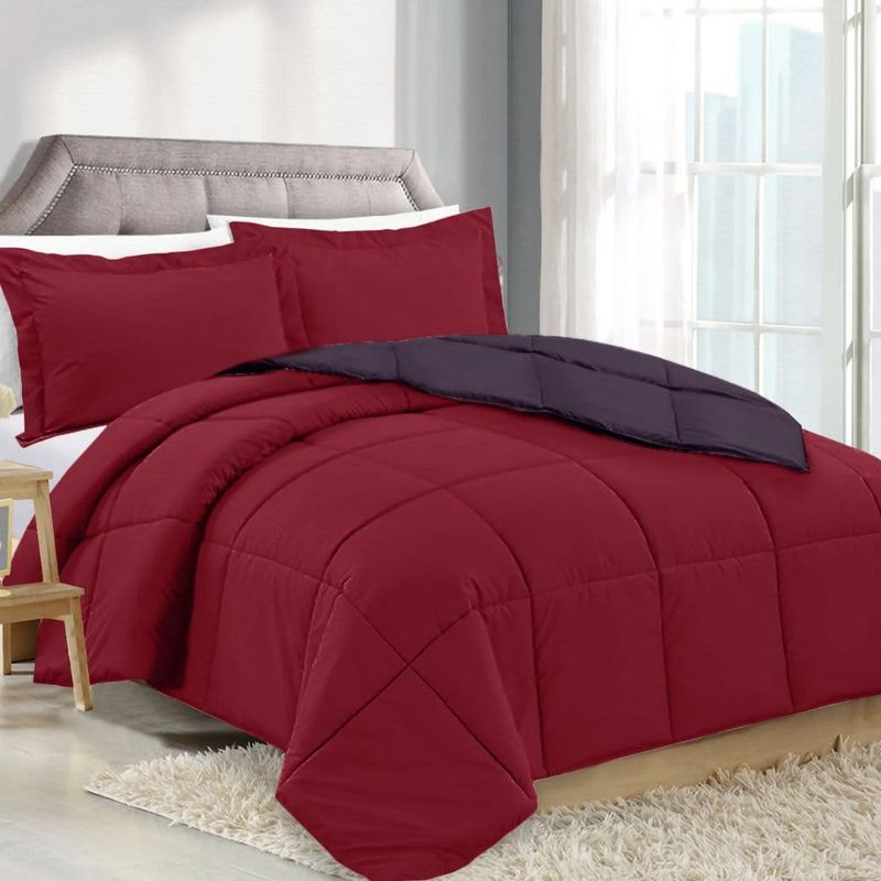 Comforter - Reversible - Queen - Eggplant Red - Clara Clark cmfrevccq_eggred