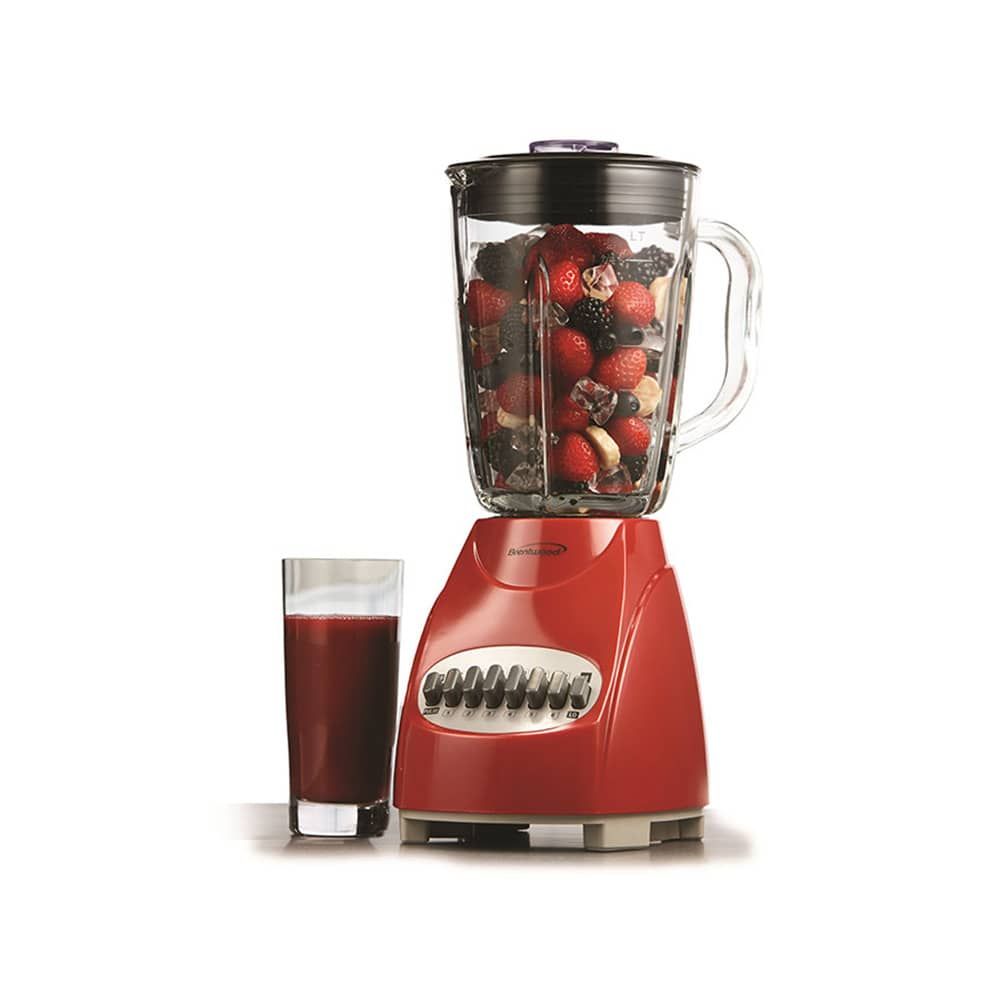 Brentwood Blender with Glass Jar, 12-Speed + Pulse, Red JB-920R