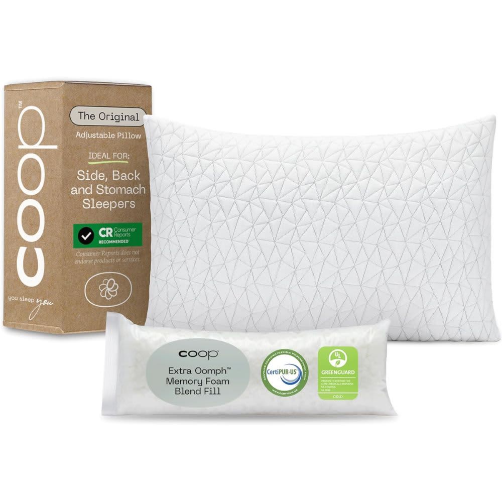 COOP HOME GOODS – Original Adjustable Pillow with Cross Cut Memory Foam – Queen