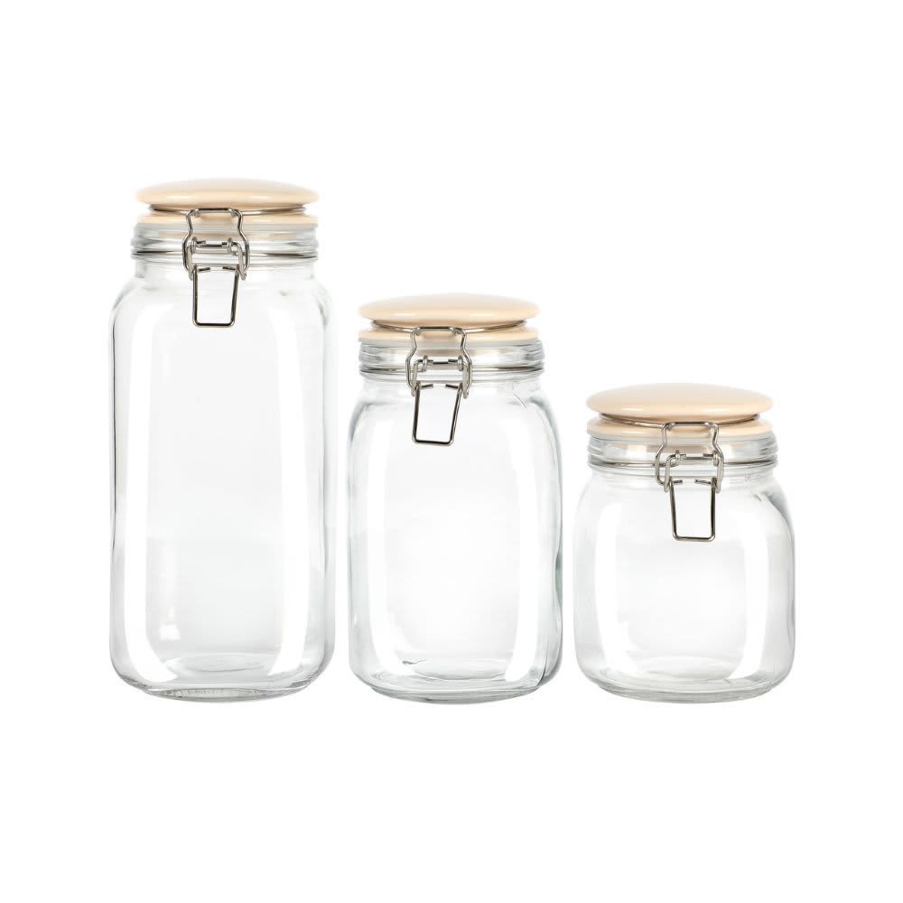 GIBSON MARTHA STEWART – 3 Piece Glass Canister Set with Ceramic Lids