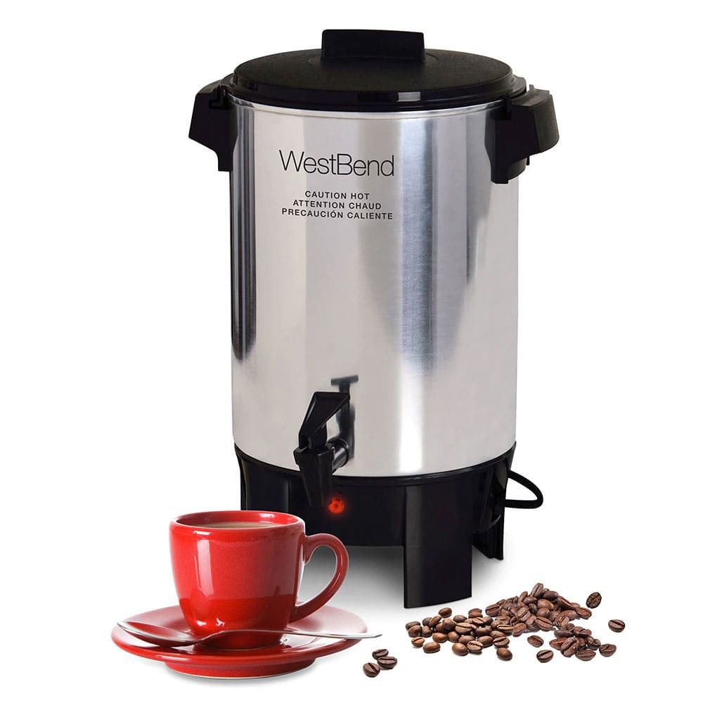 WEST BEND – 30 Cup Polished Aluminum Coffee Urn 1090W – Silver