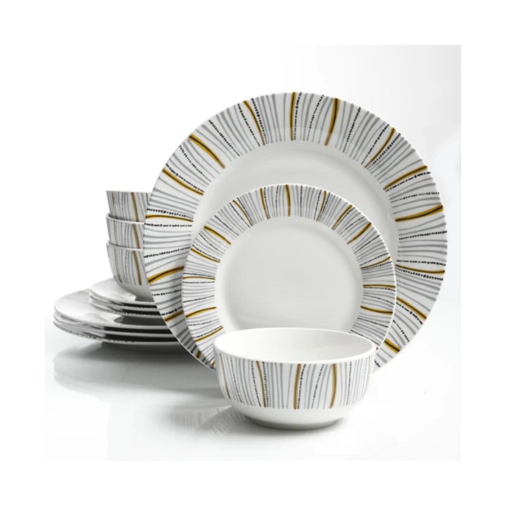 GIBSON HOME – Classic Burst 12-Piece Dinnerware Set -White