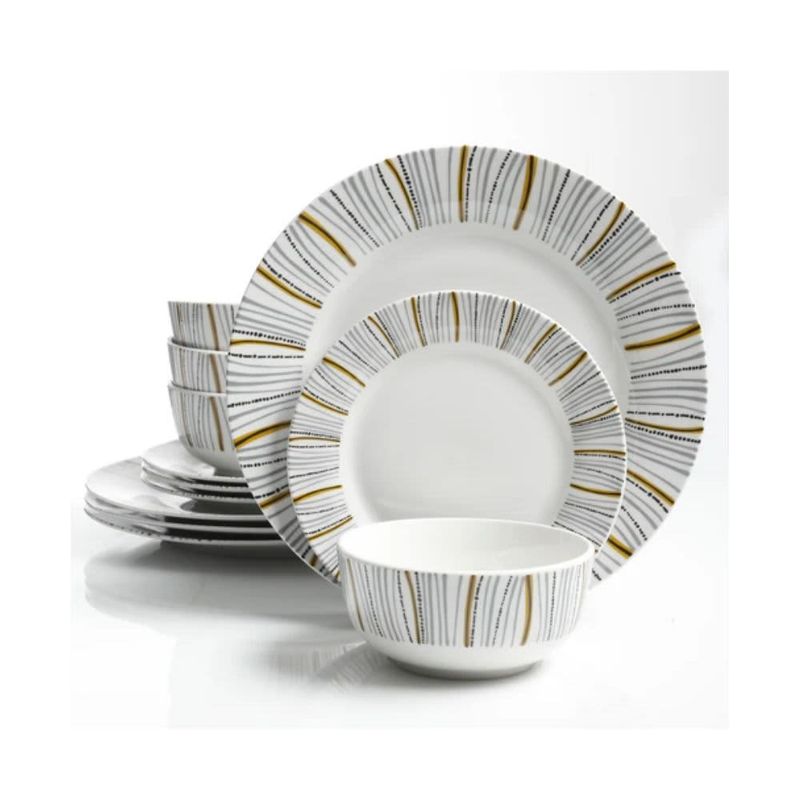 GIBSON HOME – Classic Burst 12-Piece Dinnerware Set -White