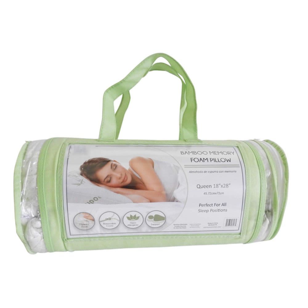 Homestyle Bamboo Memory Foam Pillow in a Bag - Standard Queen Hypoallergenic