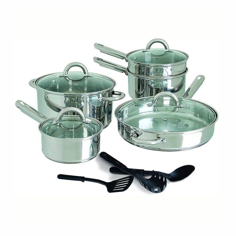 Gibson Home Abruzzo 12 Piece Stainless Steel Kitchen Pots Pans Cookware Set  64208.12
