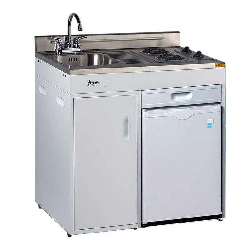 AVANTI – 36" Compact Miniature Kitchen – Stainless Steel Sink and White
