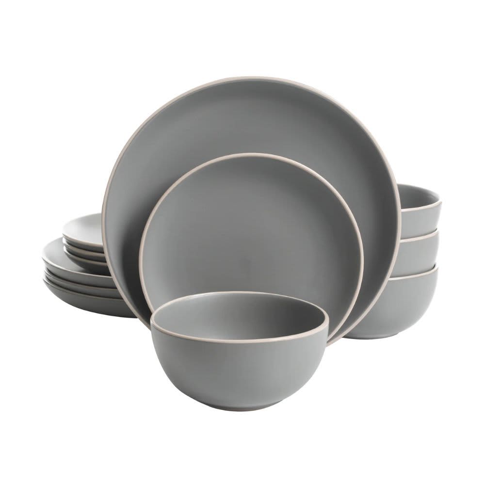 Gibson Rockaway 12-Piece Dinnerware Set - Matte Gray 118319.12