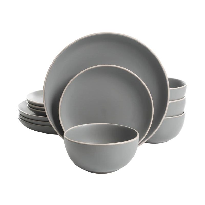 Gibson Rockaway 12-Piece Dinnerware Set - Matte Gray 118319.12