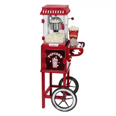 West Bend Popcorn Cart 2.5 oz Non-Stick Kettle, Makes 10 Cups PCMC20RD13