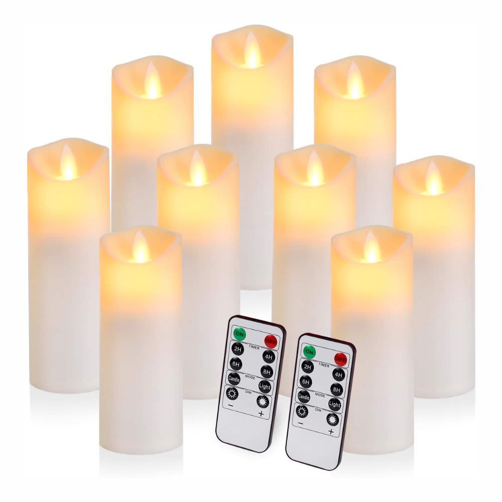Flickering Flameless Candles Exquisite Frosted Plastic Candles with 10-Key Timer Remote B08YNG7D5R