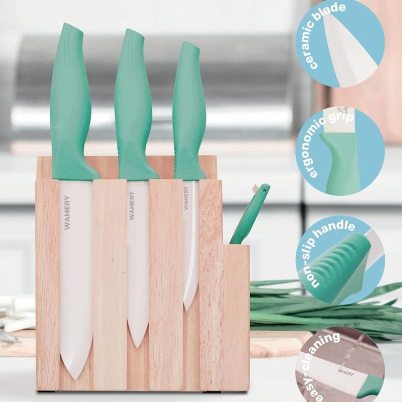 Wamery Ceramic Knife Set with Block - Chef Knife B01F2SK3B0