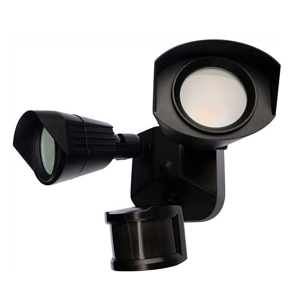 Satco Head Security LED Security Light Dual Head Bronze Finish, 4000K, Motion Sensor 65-219