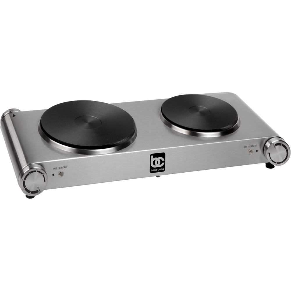 Bene Casa Stainless Steel Double Burner 1800 Watts BC-72608 Bene Casa Stainless Steel Double Burner 1800 Watts BC-72608