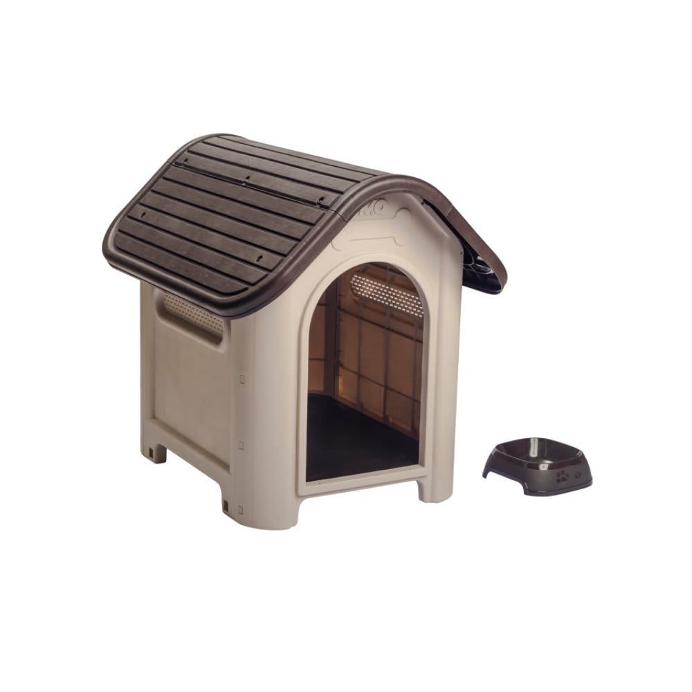 MQ Dog House with Bowl for Small to Medium Breeds, Espresso, Beige 600-WEN