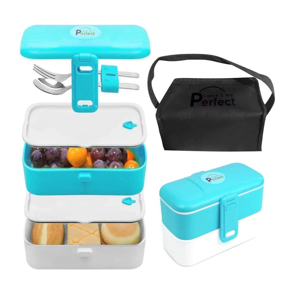 Easy to Clean Leakproof Blue BENTO BOX PACKED IN INSULATED B B087D35X3G