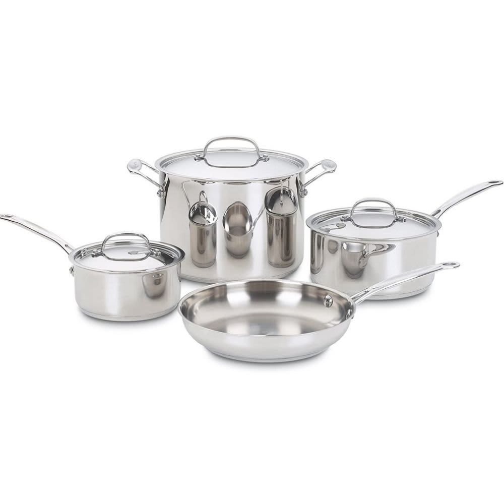 Cuisinart 7-Piece Cookware Set, Chef's Classic Stainless Steel Collection, 77-7P1