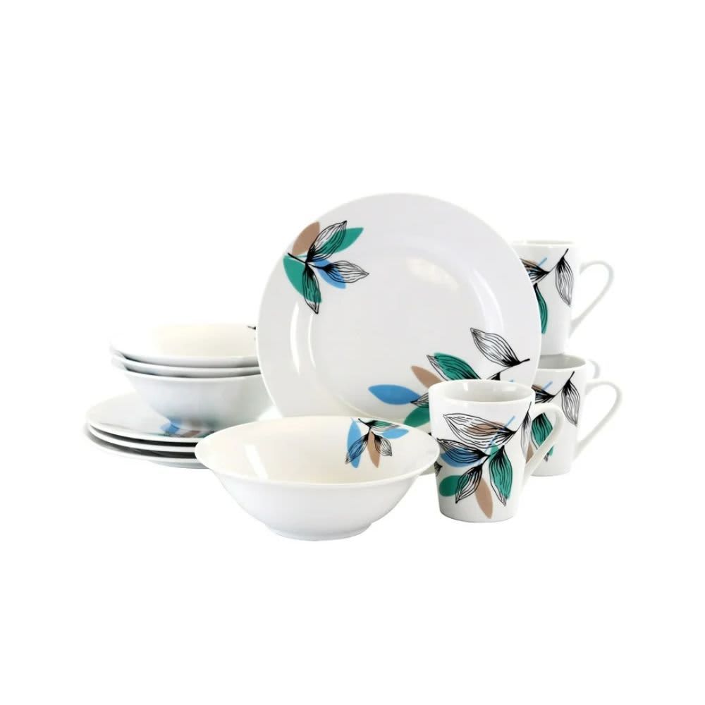 Gibson Home Vineyard Blue 12 Piece Round Fine Ceramic Dinnerware Set 124412.12