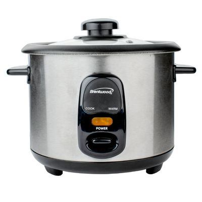 BRENTWOOD – 8‑Cup Uncooked / 16‑Cup Cooked Rice Cooker – Stainless Steel