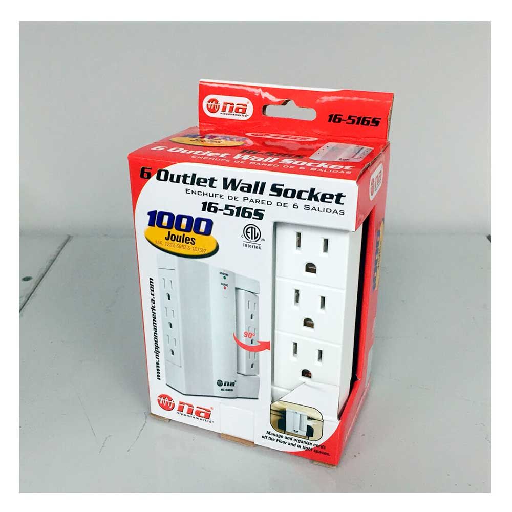 NIPPON AMERICA – 6-Outlet Wall Tap Power Protector – 16-516S – White